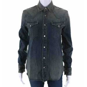 RRL Ralph Lauren Icon Western Shirt‎ Blue Denim Size 2